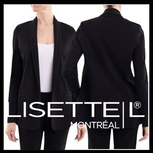 LISETTE (Montreal) Black Open Front Longline Blazer Jacket (M)